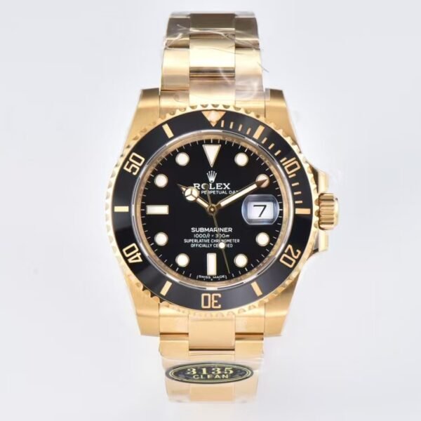 （clean）Rolex Submariner Solid Gold black Dial Hulk 3135 movement 40mm (116618)