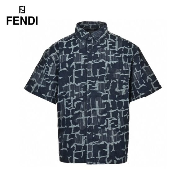 Tie Dye Jacquard Weave Logo Denim T-Shirt