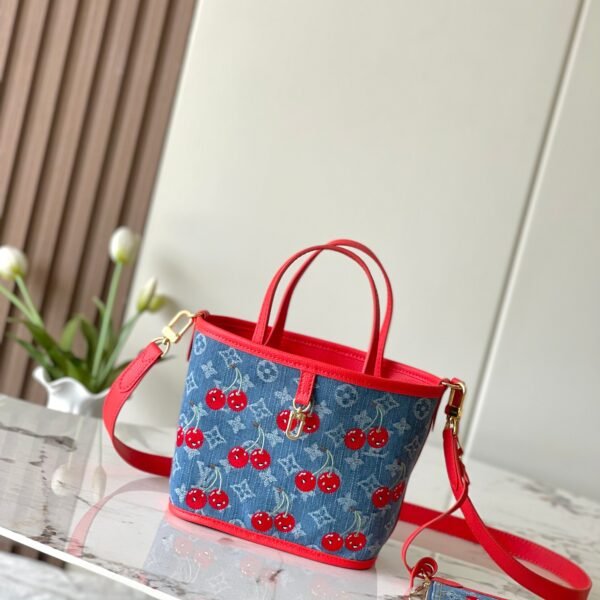 lv neverfull bags for you Neverfull Inside Out bags with high quality Denim Blue Cherry Tote Bag M14997 size 26.5*16.5*11cm